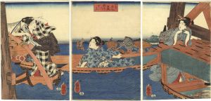 Kuniyoshi/The Four Seasons / Summer - Three beauties under the Bridge[四季遊観　夏　橋間のすずみ]