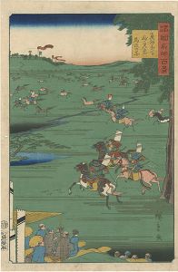 Hiroshige II/100 Famous Views in the Various Provinces / Image of the Horse Chase at the Myoken Festival, Soma, Mutsu Province[諸国名所百景　奥州相馬妙見祭馬追の図]