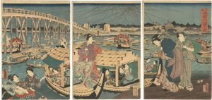 Toyokuni III/Ryogoku Bridge Kawabiraki (Opening the River Ceremony) in the Eastern Capital	[東都両国川開之図]