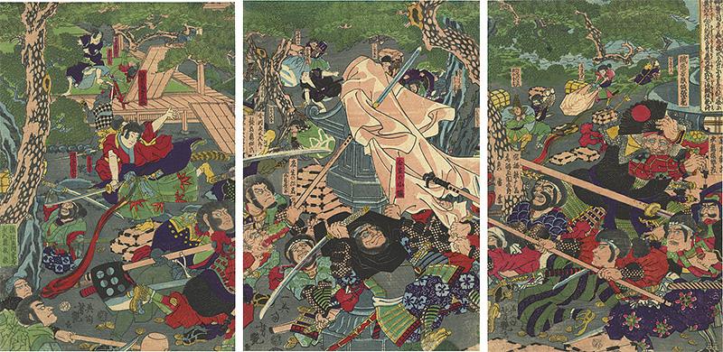Yoshitsuya “Ushiwakamaru (the childhood name of Yoshitsune) fighting the robber Chohan”／