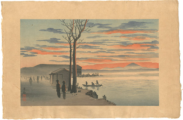 Kiyochika “Honjo Fujimi Crossing, Sunset Fuji from Hyappon-Kui”／