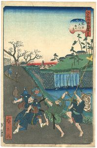 Hirokage/Comical Views of Famous Places in Edo / the Scenery Outside of Toranomon[江戸名所道戯尽 三十九　虎の御門外の景]