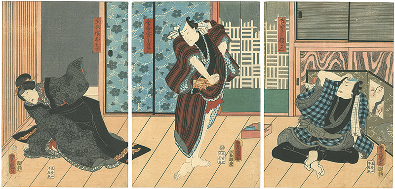Toyokuni III “Kabuki Play: Tanomimasu Soga no Kamigaki”／