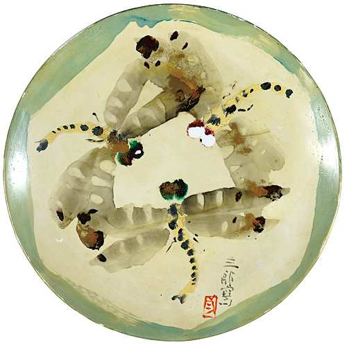 Miyamoto Saburo “Hand Painted Decorative Plate : Dragonflies”／