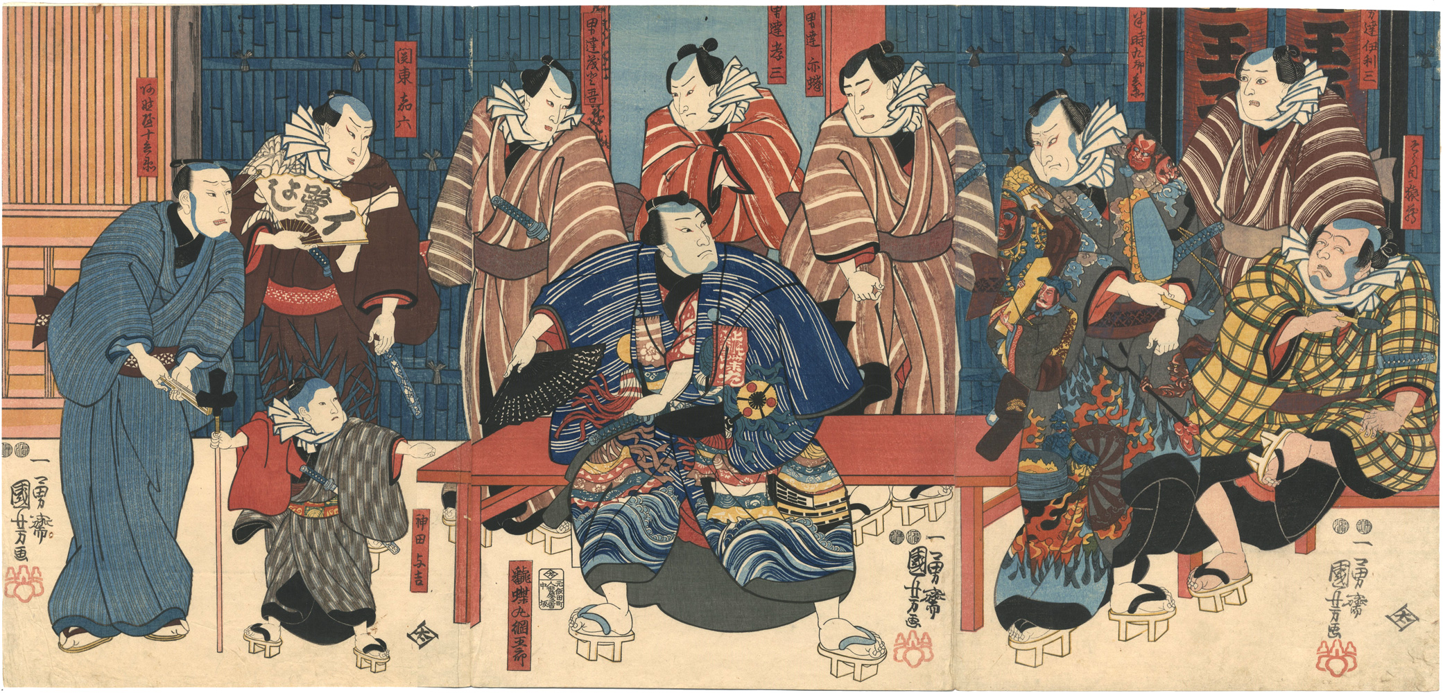 Kuniyoshi “Kabuki Play: Kotoba no Hana Momiji no Yozakari”／