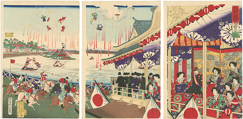 Chikanobu “Illustration of Horse-racing at Ueno Shinobazu ”／