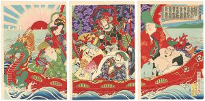 Kunimasa IV/Parody of Seven Lucky Gods & Treasure Ship *Kabuki Actors Prints[七福神恵方入船]