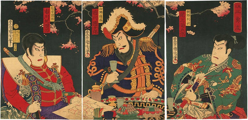 Kunichika “Kabuki Actors Seen as the Three Warriors”／