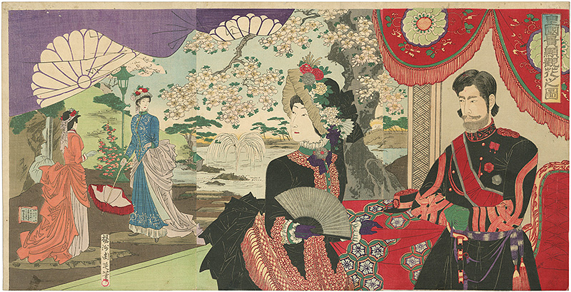 Chikanobu “Dignitaries of the Empire Viewing Cherry Blossoms”／