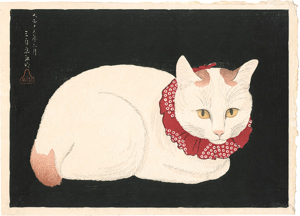 Takahashi Shotei(Hiroaki) “White Cat on black background(tentative title)”／