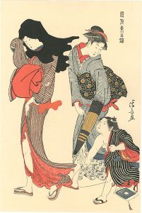Kiyonaga/Beauties of the East as Reflected in Fashions / The Entangled Kitestring[風俗東之錦　凧糸の縺れ]