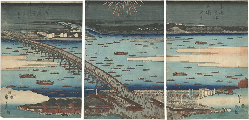 Hiroshige I “Famous Places in Tokyo: Enjoying Evening Cool at Ryogoku”／