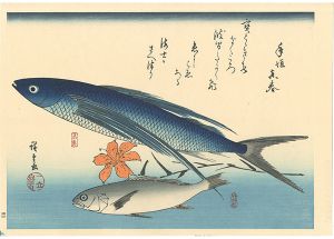 Hiroshige I/A Series of Fish Subjects / Flying fish, White croaker and Lily【Reproduction】[魚づくし　飛魚・いしもちに百合【復刻版】]