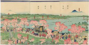 Kuniteru II/Famous Views of Tokyo :  Sumida River in Spring[東京名所 隅田川花之風景]