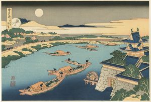Hokusai/Snow, Moon and Flowers : Moon over Yodo River【Reproduction】[雪月花　淀川【復刻版】]