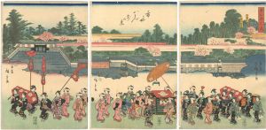 Hiroshige II/Procession of the Eastern Capital / View of Hachiman Shrine at Ichigaya[東都錦行烈　市がや八まん前の景]