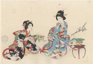 Chikanobu/Women's Customs / Flower Arrangement (tentative title)[婦人風俗　生花（仮題）]