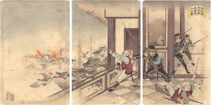 Eigyo/Sino-Japanese War : Battle of Newchang[牛荘城市街戦民家ニ侵入之図]