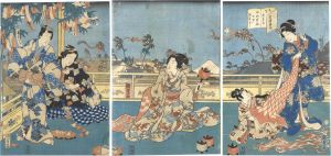 Kunisada II/The Five Festivals Represented  / Tanabata Festival[色紫五節句　初秋野風七夕まつり]