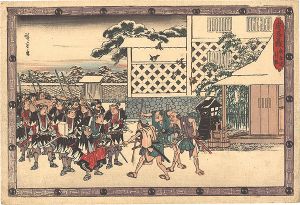Hiroshige I/The Storehouse of Loyal Retainers / The Night Attack, Part 4: The Withdrawal[忠臣蔵　夜打四 引取]