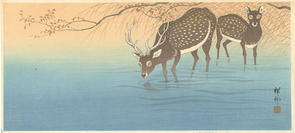 Ohara Koson (Shoson) “Pair of Deer”／