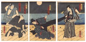 Yoshiiku/Kabuki Play: Tsukimi no Hare Meiga no Ichijiku[月見瞻名画一軸]