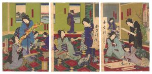 Kunichika/Four Accomplishments at Nakamuraro, Ryogoku[両国中村樓 琴碁書画の図]