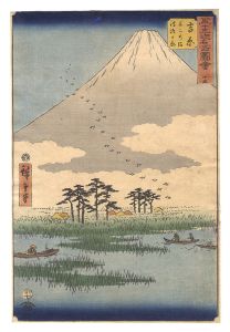 Hiroshige I/Famous Sights of the Fifty-three Stations / No. 15, Yoshiwara: Floating Islands in Fuji Marsh[五十三次名所図会　十五　吉原 不二の沼浮島か原]