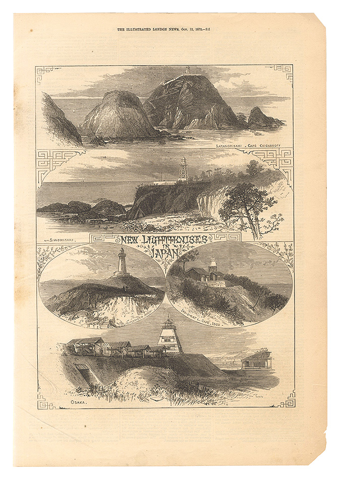 Unknown artist “New Lighthouses in Japan from the October 12, 1872 issue of the Illustrated London News”／