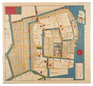 Kageyama Muneyasu/Map of Teppozu of Minami Tsukiji in Kyobashi, Revised from Manen edition[万延改正新鐫 京橋南築地鉄砲洲絵図]