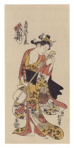 Toshinobu/Triptych of Women with Plunging Neckline / Summer Dress (Right) 【Reproduction】[奥村一流おどり子風　むねあけ三幅対 なつもよう【復刻版】]