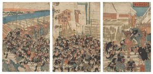 Kuniyoshi/The Storehouse of Loyal Retainers: The Faithful Retainers Crossed Ryogoku Bridge[忠臣蔵義士両国橋引取之図]
