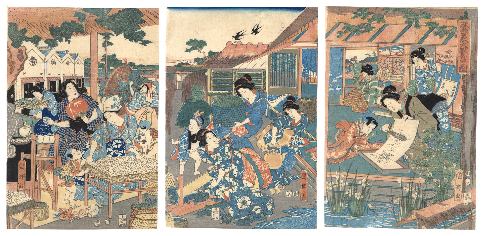 Kunisato “Illustration of Flourishing Sericulture”／
