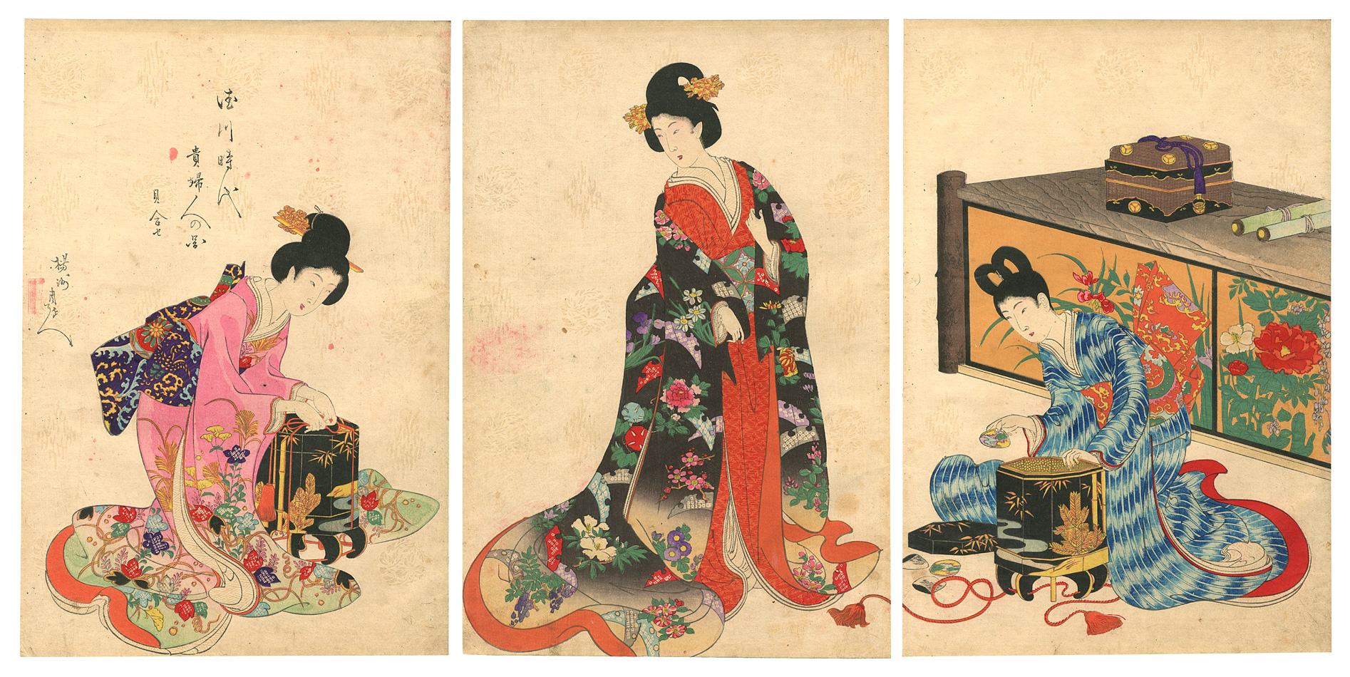 Chikanobu “Ladies of the Tokugawa Period / Kai-awase”／