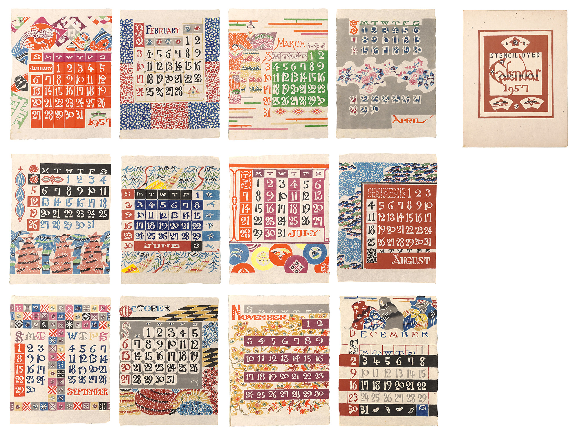 Serizawa Keisuke “Serizawa Keisuke Calendar for 1957”／