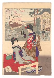 Chikanobu and Nobuhiro/Selections for the Twelve Zodiac Signs / Ox (Ushi): Ushijima Shrine, Mukojima[見立十二支　丑 向島牛島神社]