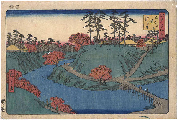 Hiroshige “Famous Places in Edo / Waterfall River at Oji ”／