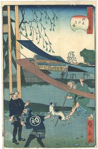 Hirokage/Comical Views of Famous Places in Edo / Hatsune no Baba[江戸名所道化尽 四十二　初音の馬場]