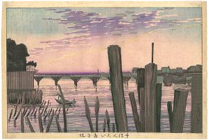 Kiyochika/Pictures of Famous Places in Tokyo / Senbonkui (1000 Poles) and Ryogokubashi Bridge [東京名所図　千ばんくい両国橋]