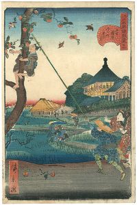 Hirokage/Comical Views of Famous Places in Edo / Spiral Hall, Five Hundred Rakan Temple	[江戸名所道戯尽　二十六　五百羅漢さゞゐ堂の景]