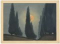 <strong>Urushibara Mokuchu</strong><br>Cypress trees at dawn