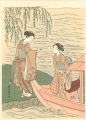 <strong>Harunobu</strong><br>Two Girls Alighting from a Boa......
