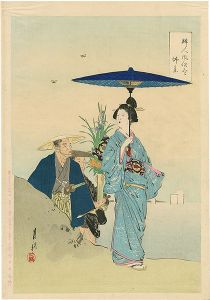Gekko/Collection of the Daily Life of Women / Visit to a Temple[婦人風俗尽　仏参]