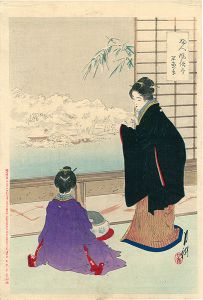 Gekko/Collection of the Daily Life of Women / Snow Covering the Peaceful Houses[婦人風俗尽　閑家の雪]