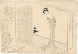 小村雪岱 「おせん」 木版画 高見沢版 落款入り 額装 日本画家 - 版画