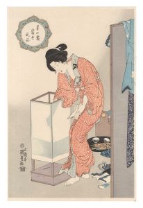 Kunisada I/Starlight Frost and Modern Manners / Woman Lighting a Lamp 【Reproduction】[星の霜当世風俗 行燈【復刻版】 ]