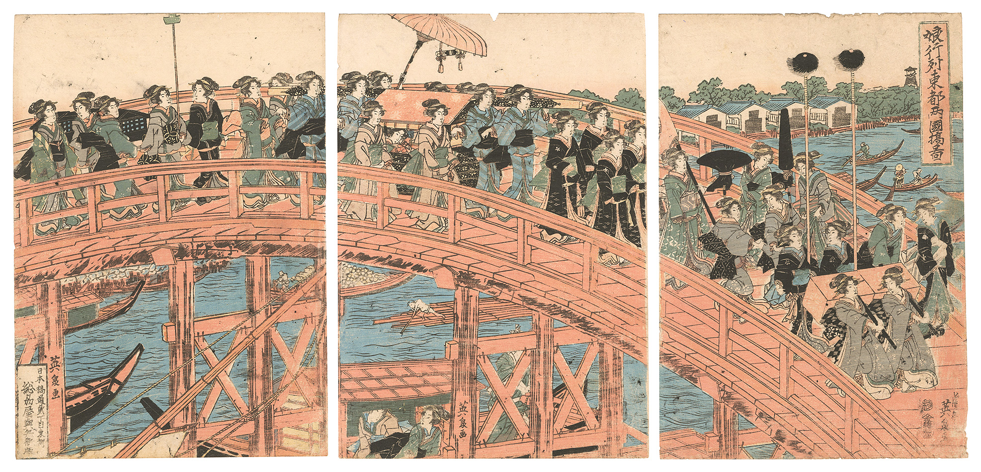 Eisen “Procession of Girls on Ryogoku Bridge in the Eastern Capital”／