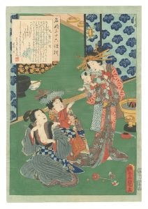 Toyokuni III/An Excellent Selection of Thirty-six Noted Courtesans / No. 13: Kokonoe[名妓三十六佳撰　十三 九重の話]