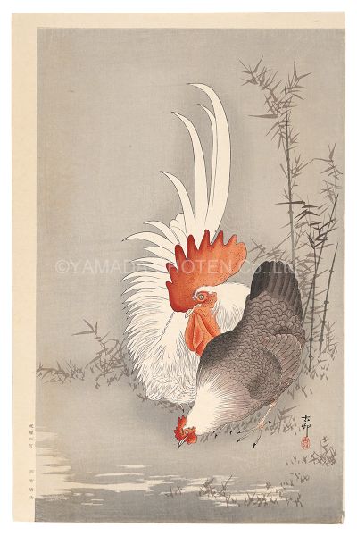 Ohara Koson(Shoson) “Rooster and Hen (tentative title)”／