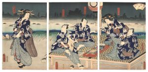 Toyokuni III/Matches for the Sumida River: Enjoying the Evening Cool[見立隅田川夕涼]